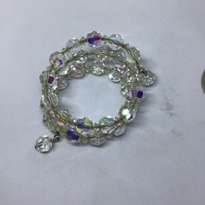 Vintage Aurora Borealis Crystal Cuff Bracelet